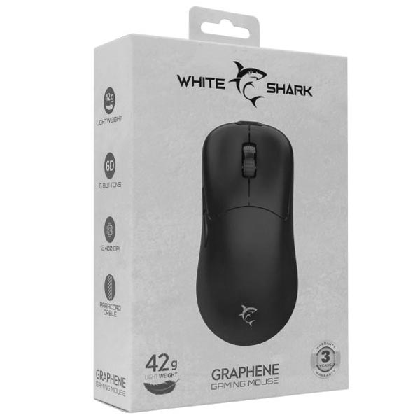 White Shark Herná myš GRAPHENE, 6D, 12400 dpi, čierna White Shark Herná myš GRAPHENE, 6D, 12400 dpi, čierna