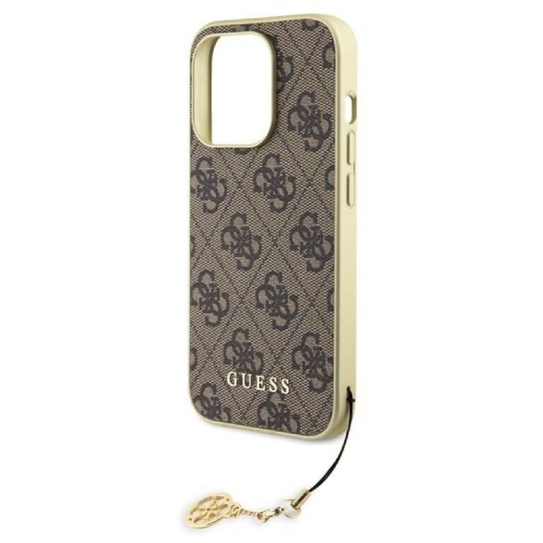 Zadný kryt Guess 4G Charms pre iPhone 15 Pro, hnedý