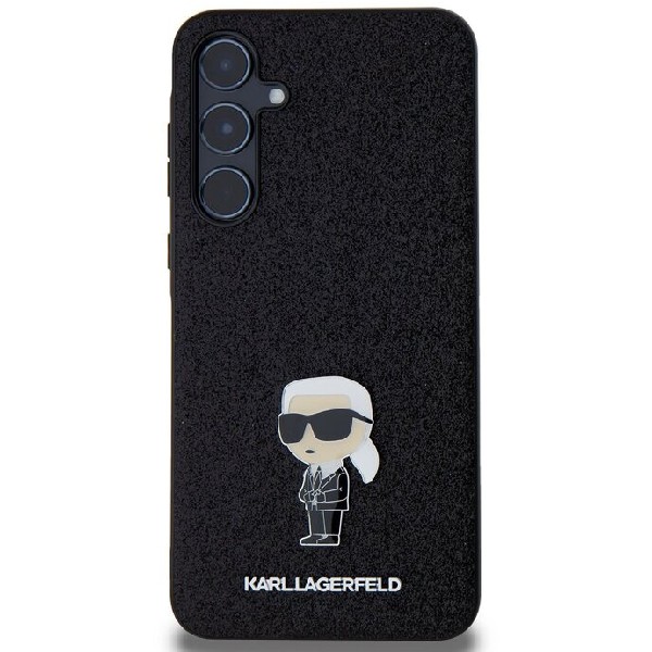 Zadný kryt Karl Lagerfeld Fixed Glitter Metal Ikonik pre Samsung Galaxy A55 5G, čierny