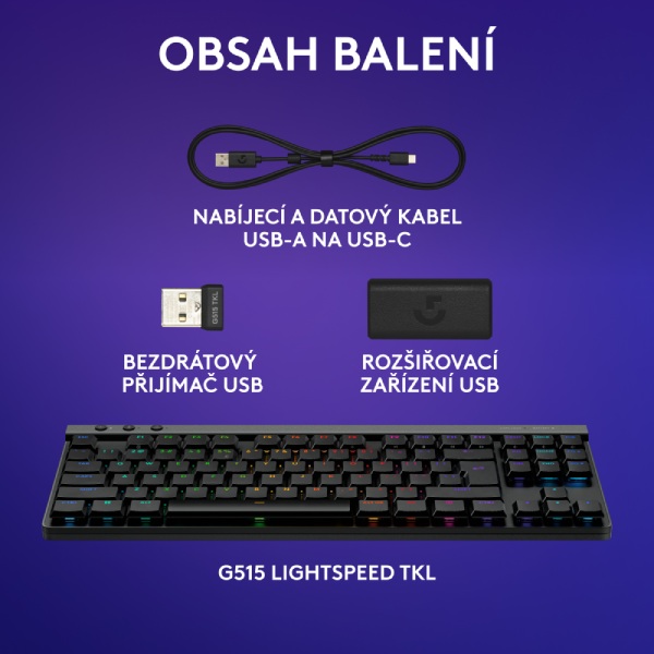 Logitech G515 LIGHTSPEED TKL bezdrôtová herná klávesnica, Tactile US, čierna Logitech G515 LIGHTSPEED TKL bezdrôtová herná klávesnica, Tactile US, čierna