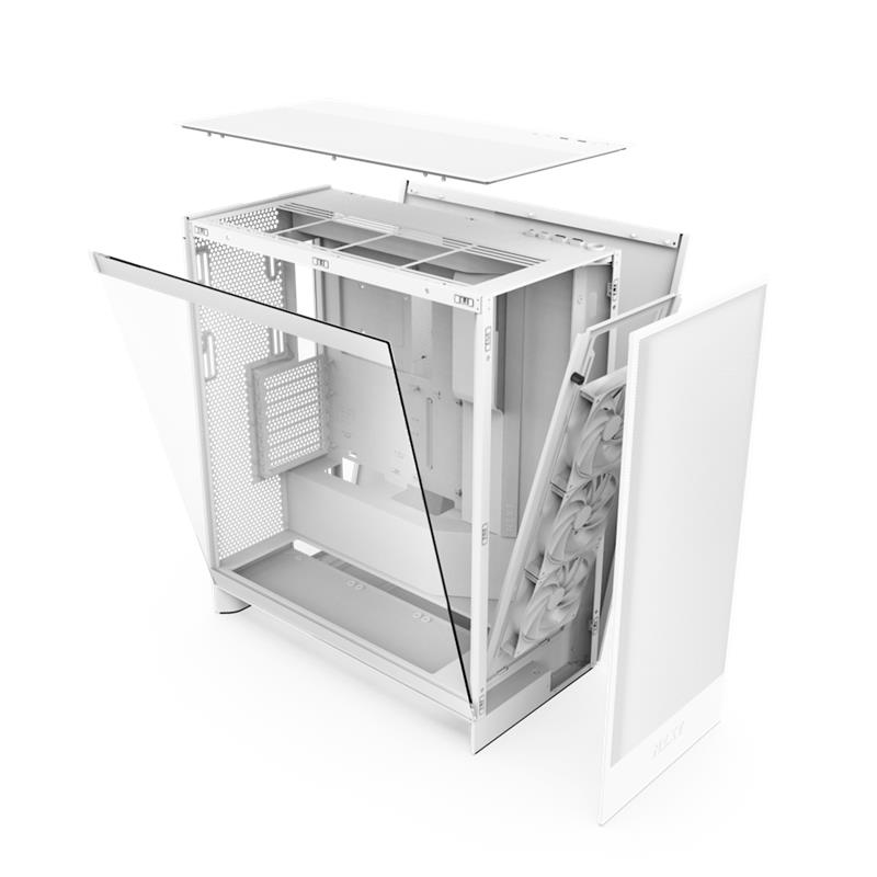 NZXT case H7 Flow / 2x 120 mm fan / tempered glass / mesh panel / white