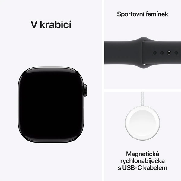 Apple Watch Series 10 GPS 46mm Jet Black Aluminium Case with Black Sport Band - S/M