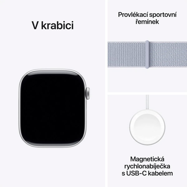 Apple Watch Series 10 GPS 46mm Silver Aluminium Case with Blue Cloud Sport Loop