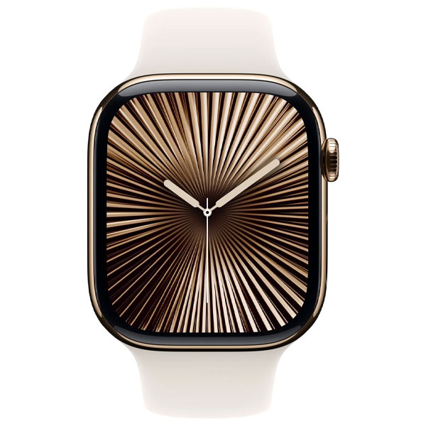 Apple Watch Series 10 GPS + Cellular 46mm Gold Titanium Case with Starlight Sport Band - S/M