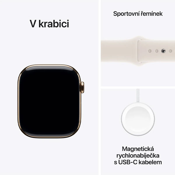 Apple Watch Series 10 GPS + Cellular 46mm Gold Titanium Case with Starlight Sport Band - S/M