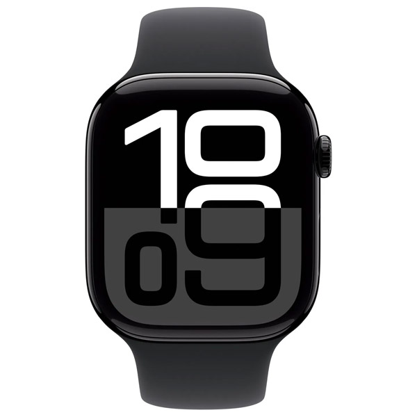Apple Watch Series 10 GPS + Cellular 46mm Jet Black Aluminium Case with Black Sport Band - M/L