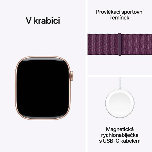 Apple Watch Series 10 GPS + Cellular 46mm Rose Gold Aluminium Case with Plum Sport Loop