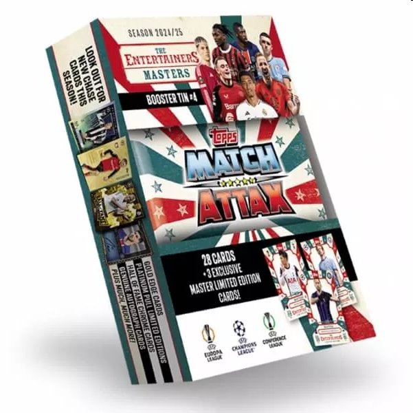 Futbalové karty Topps Match Attax TCG 2024/25 UCC Booster Tin 4 zelená Futbalové karty Topps Match Attax TCG 2024/25 UCC Booster Tin 4 zelená