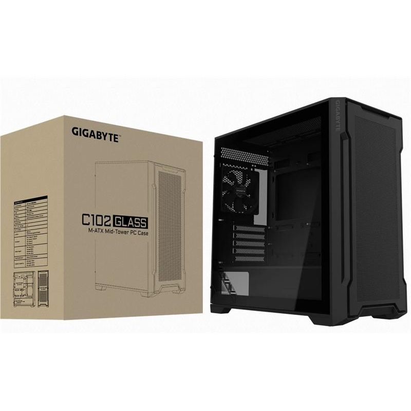 Gigabyte case C102 GLASS, mATX, Mid Tower, black