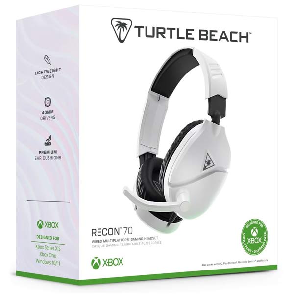 Turtle Beach herné slúchadlá RECON 70X, 3,5 mm, Xbox One/series X/S, PC/PS4/5, Nintendo, biele Turtle Beach herné slúchadlá RECON 70X, 3,5 mm, Xbox One/series X/S, PC/PS4/5, Nintendo, biele