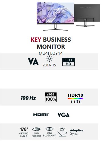 Thomson M24FB2Y14 - 23,8" FHD, VA, 100Hz, 5ms, 250cd, 4000:1, HDMI, VGA, 3Yr