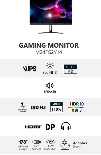 Thomson M24FG2Y14, gaming monitor 24" FHD, 180 Hz