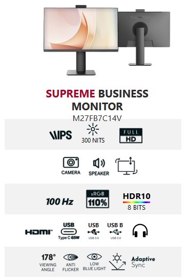 Thomson M27FB7C14V, monitor 27" FHD, 100 Hz, kamera