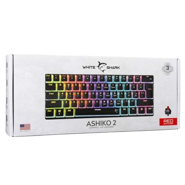 White Shark Gaming keyboard ASHIKO 2, red switch, US, black White Shark Gaming keyboard ASHIKO 2, red switch, US, black
