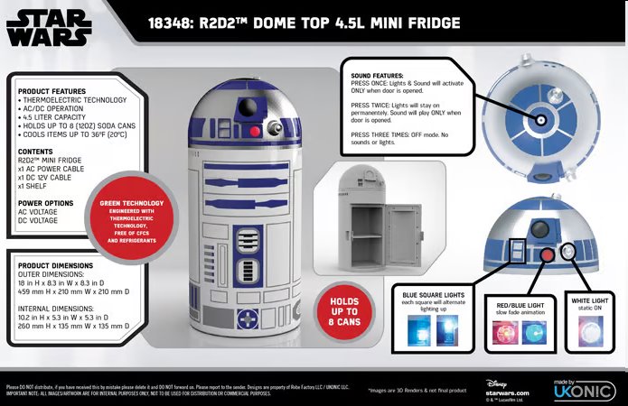 Mini chladnička Star Wars R2-D2 Mini Fridge 4,5 L Mini chladnička Star Wars R2-D2 Mini Fridge 4,5 L