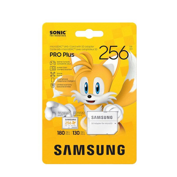Samsung micro SDXC 256GB PRO Plus 'Sonic the Hedgedog' + SD adaptér Samsung micro SDXC 256GB PRO Plus 'Sonic the Hedgedog' + SD adaptér