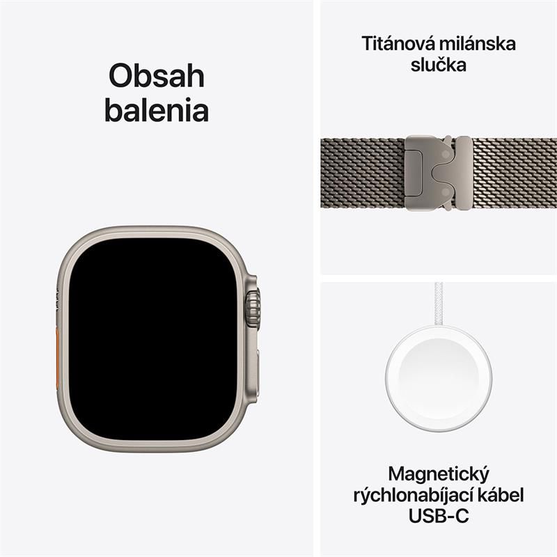 Apple Watch Ultra 2 GPS + Cellular 49mm Natural Titanium Case with Natural Titanium Milanese Loop - S *Rozbalený*