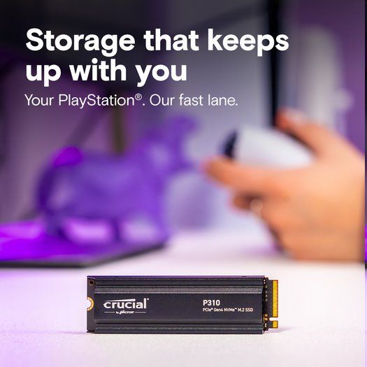 Crucial SSD P310 2TB M.2 NVMe Gen4 7100/6000 MBps with Heatsink (Playstation®5 and PlayStation®5 Pro compatible)