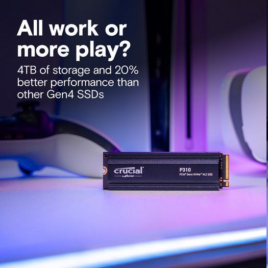Crucial SSD P310 2TB M.2 NVMe Gen4 7100/6000 MBps with Heatsink (Playstation®5 and PlayStation®5 Pro compatible)