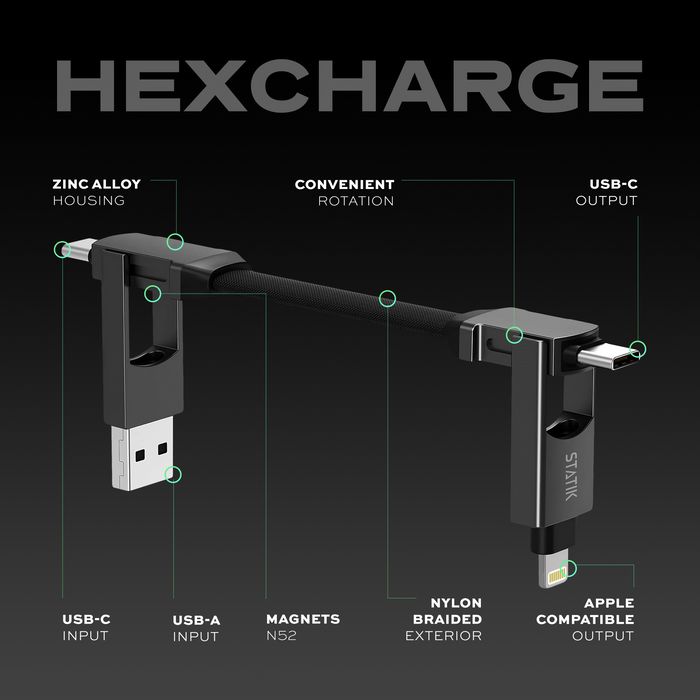 KeySmart Statik HexCharge - univerzálny USB kábel