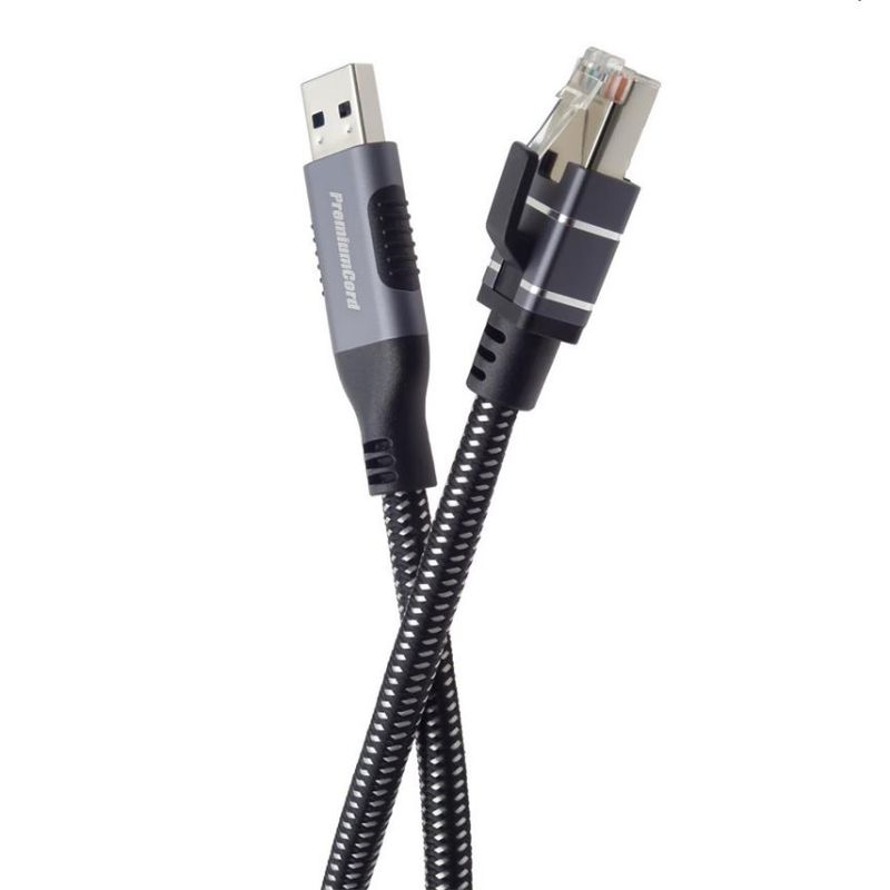 PremiumCord Ethernetový kábel USB-A 3.2 -> LAN RJ45 10/100/1000 Mb 2m