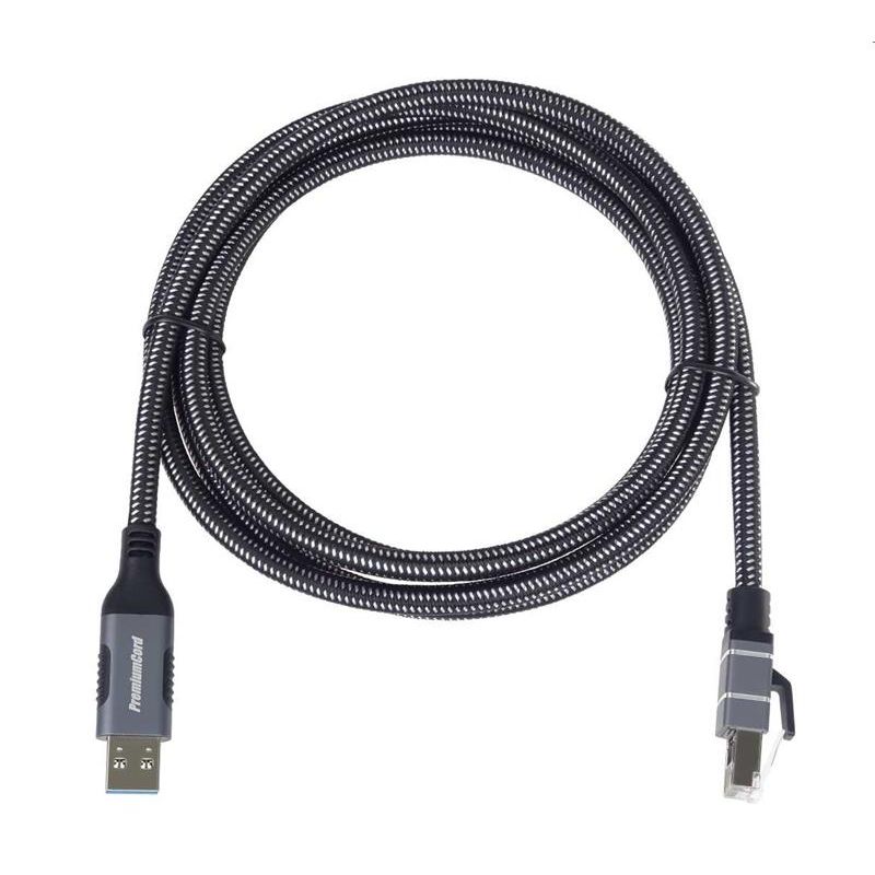 PremiumCord Ethernetový kábel USB-A 3.2 -> LAN RJ45 10/100/1000 Mb 2m