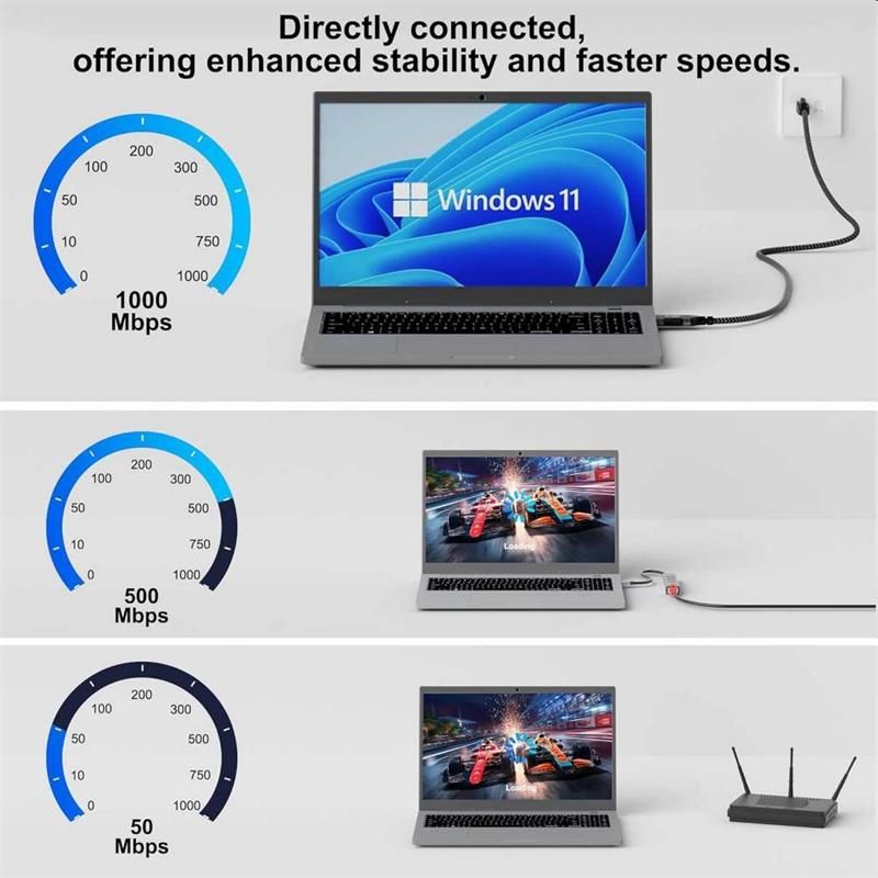 PremiumCord Ethernetový kábel USB-A 3.2 -> LAN RJ45 10/100/1000 Mb 2m