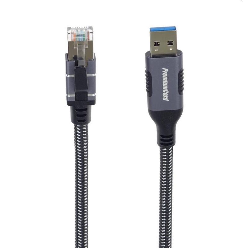 PremiumCord Ethernetový kábel USB-A 3.2 -> LAN RJ45 10/100/1000 Mb 2m