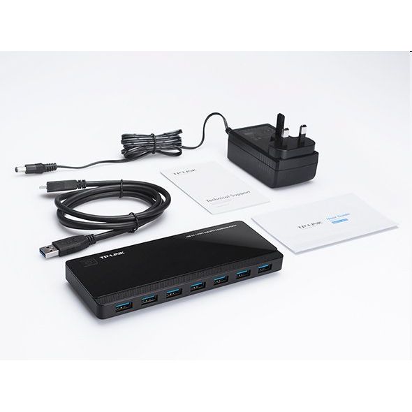 tp-link UH720, USB 3.0, 7 portový Hub, 2x nabíjací port 2.4A Max, desktop prevedenie, napájací adaptér 12V/4.0A