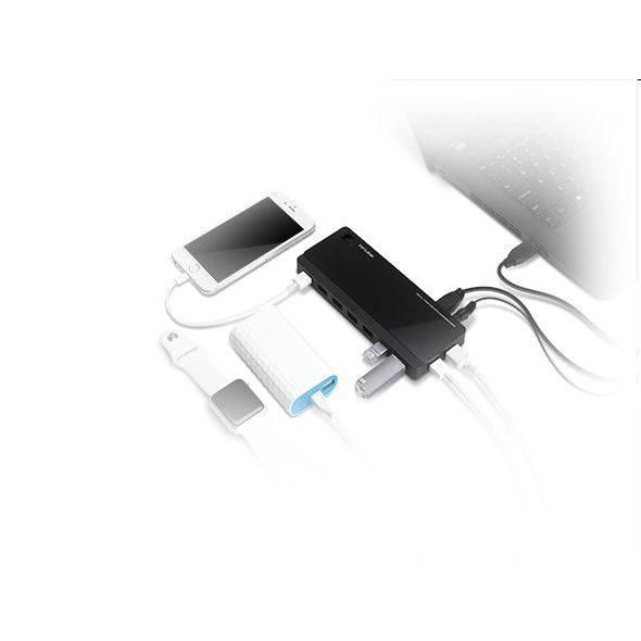 tp-link UH720, USB 3.0, 7 portový Hub, 2x nabíjací port 2.4A Max, desktop prevedenie, napájací adaptér 12V/4.0A