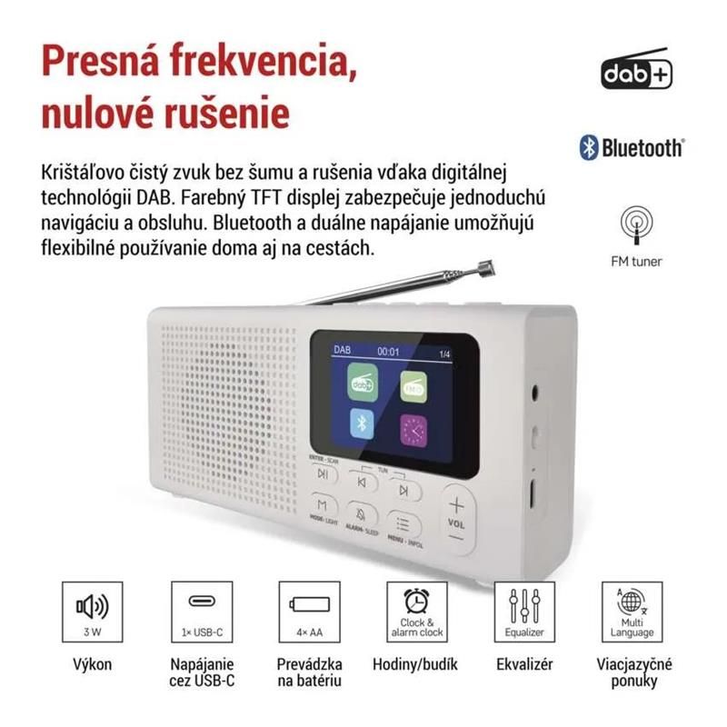 EMOS P-600W, DAB FM BLUETOOTH RÁDIO BIELA