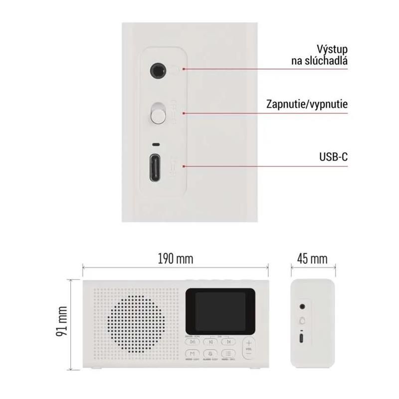 EMOS P-600W, DAB FM BLUETOOTH RÁDIO BIELA