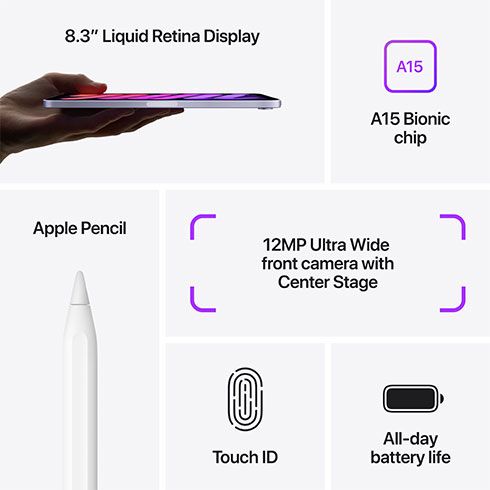 iPad mini Wi-Fi 64GB Fialový (2021) *Vystavený*