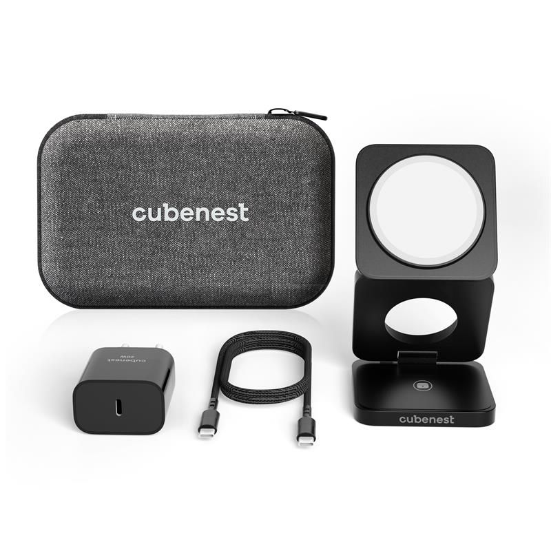 Cubenest 3v1 Skladacia bezdrôtová nabíjačka S312 Pro - čierna