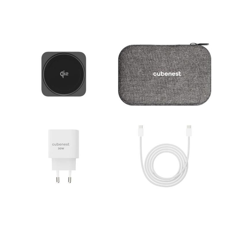 Cubenest Qi2 3v1 Skládací bezdrátová nabíječka SQ312 Pro - černý titan