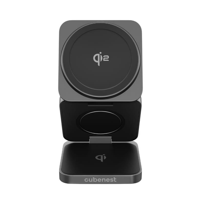 Cubenest Qi2 3v1 Skládací bezdrátová nabíječka SQ312 Pro - černý titan