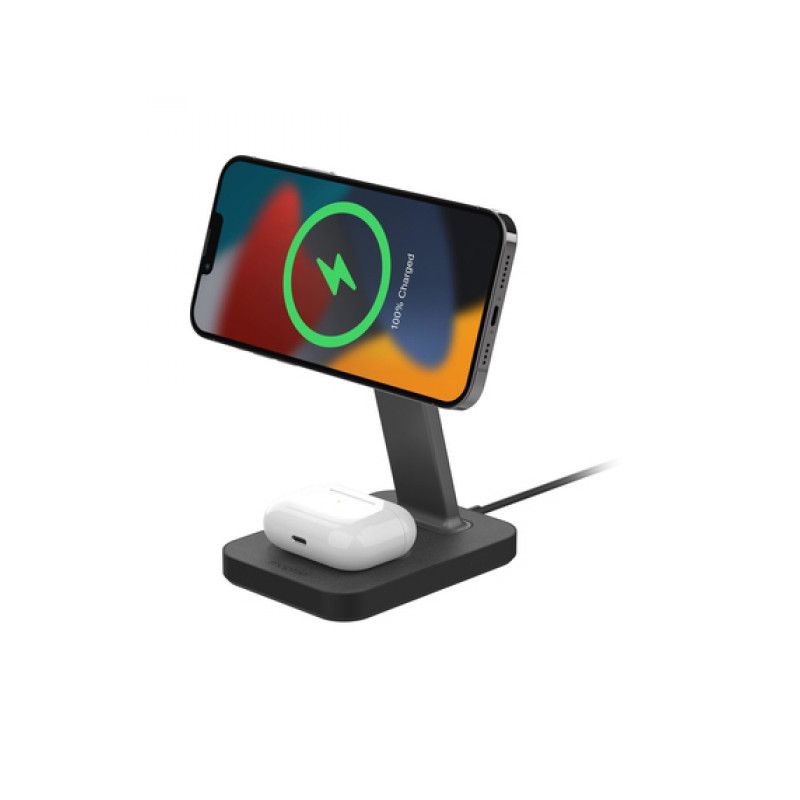Mophie Snap+ bezdrôtová nabijací stojan 2v1 kompatibilný s MagSafe -čierny