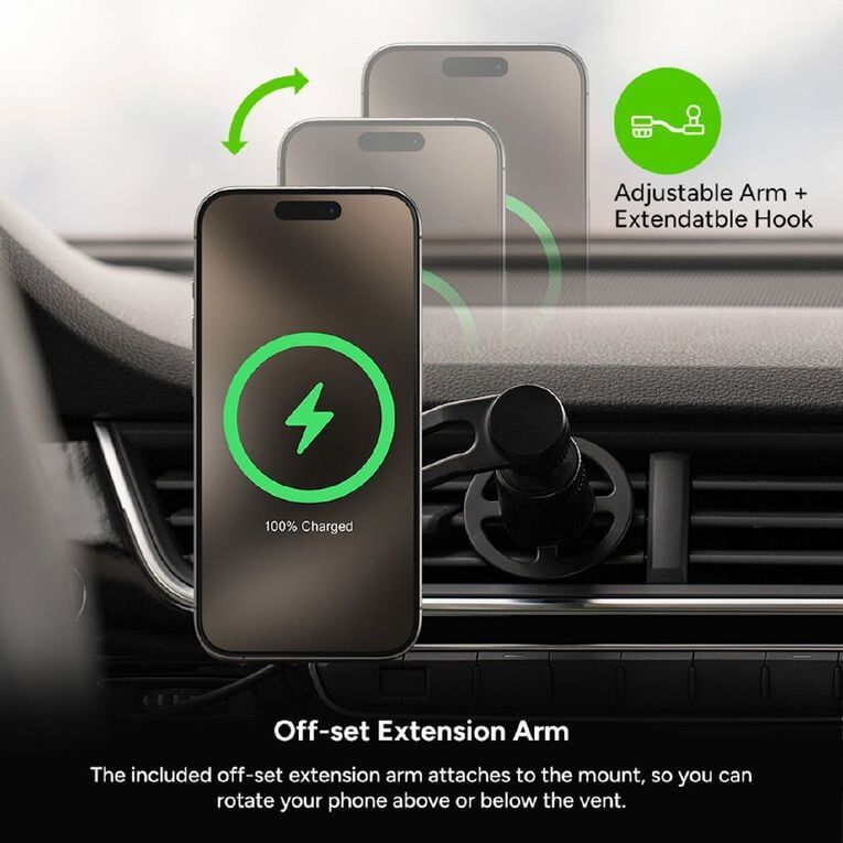 Mophie Snap+ wireless charging Ventmount Qi2 - čierna