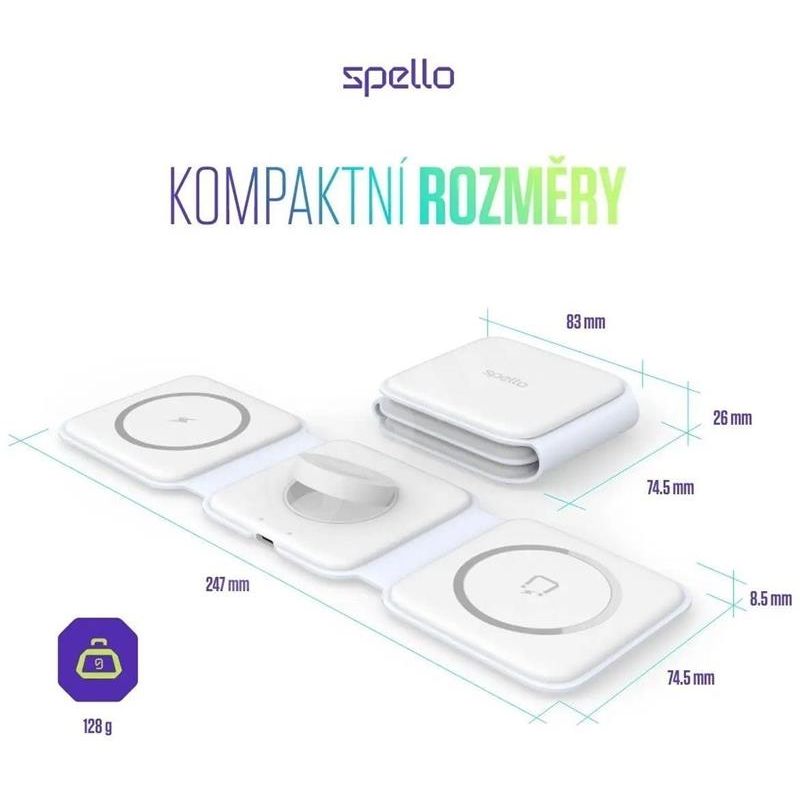 Spello by Epico 3in1 Skladacia Bezdrôtová Nabíjačka - Biela