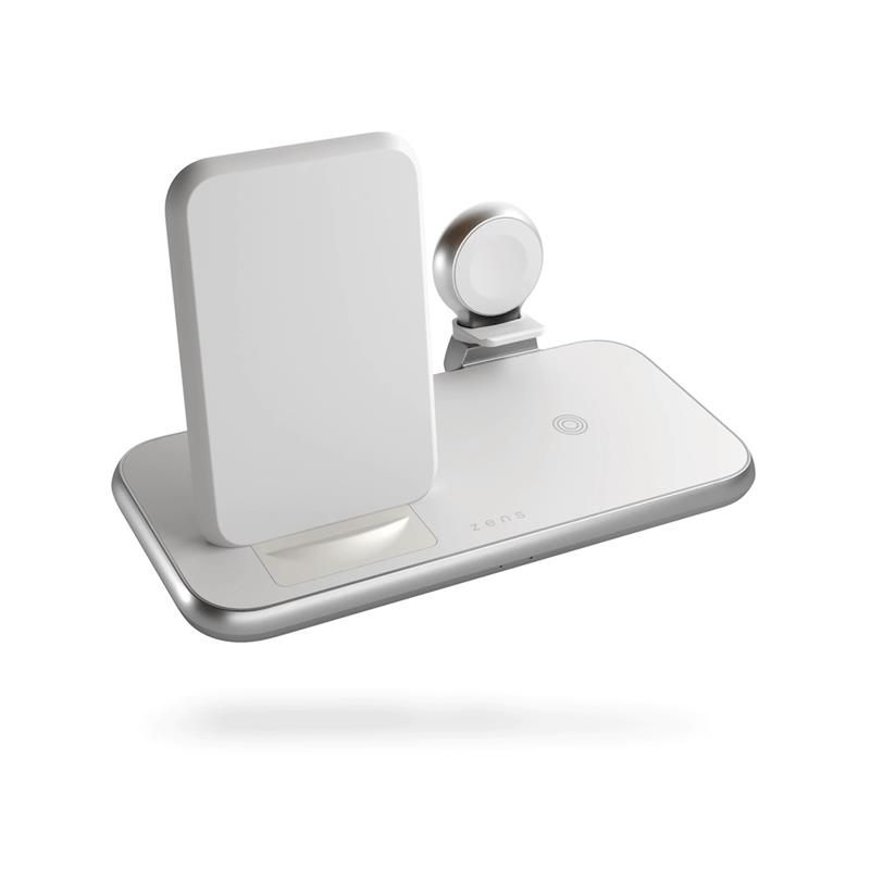 ZENS Aluminium 4 in 1 Stand Wireless Charger with 45W USB PD White