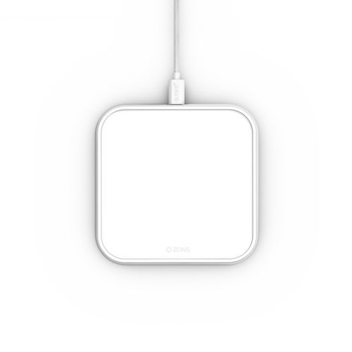 ZENS Aluminium Single Wireless Charger 10W - White