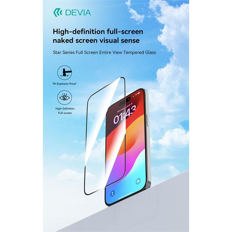 Devia ochranné sklo Star Series Full Screen pre iPhone 13/13 Pro - Black Frame