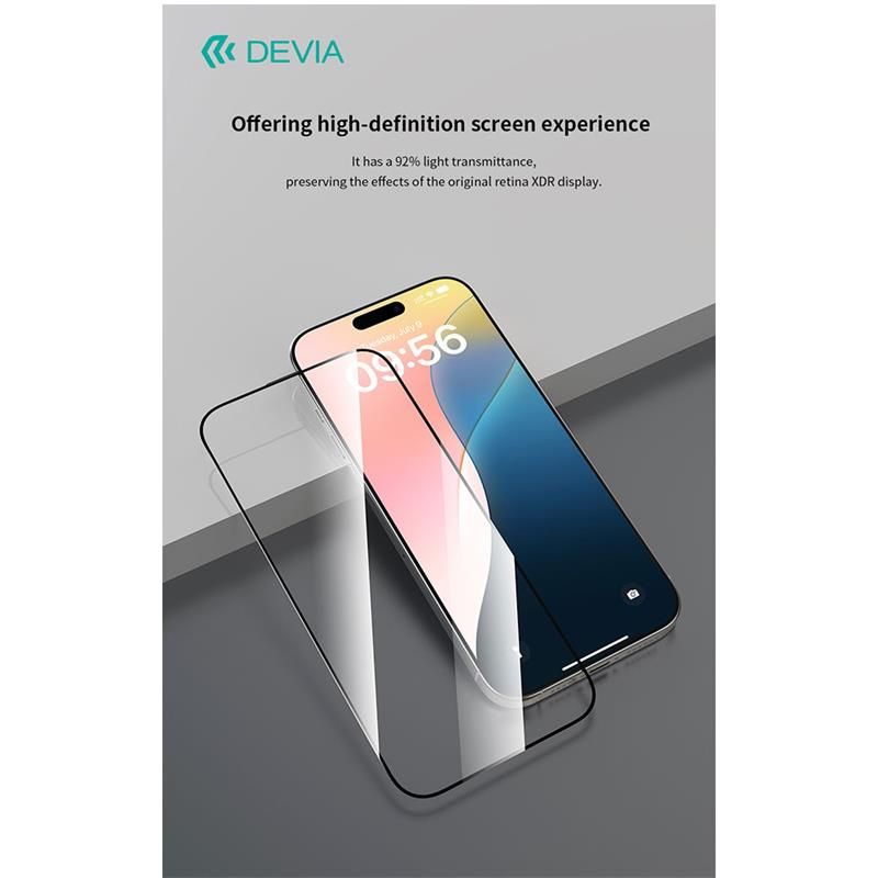 Devia ochranné sklo Van Series Anti-Static pre iPhone 16 Pro - Black Frame