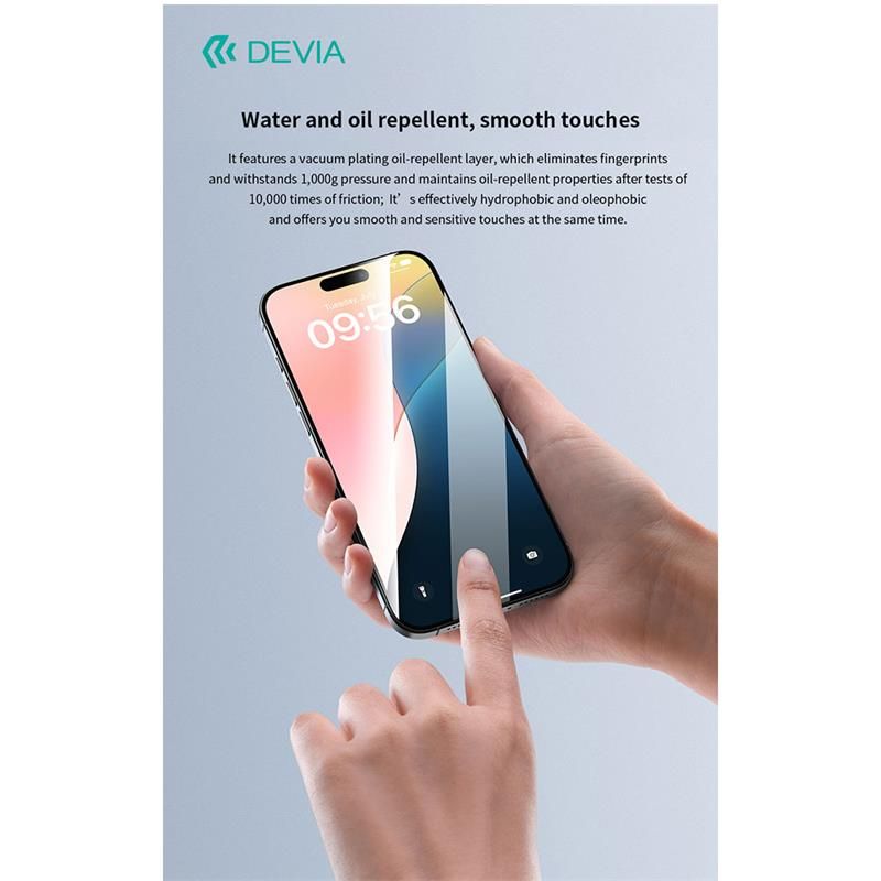Devia ochranné sklo Van Series Anti-Static pre iPhone 16 Pro - Black Frame