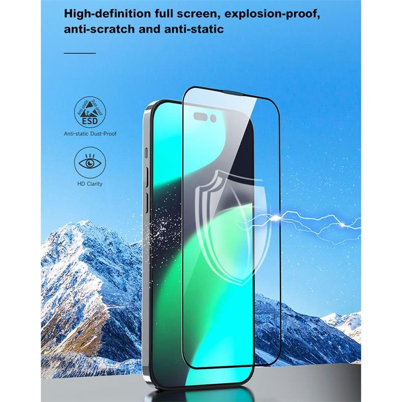 Devia ochranné sklo Van Series Anti-Static pre iPhone 16e/14/13/13 Pro - Black Frame