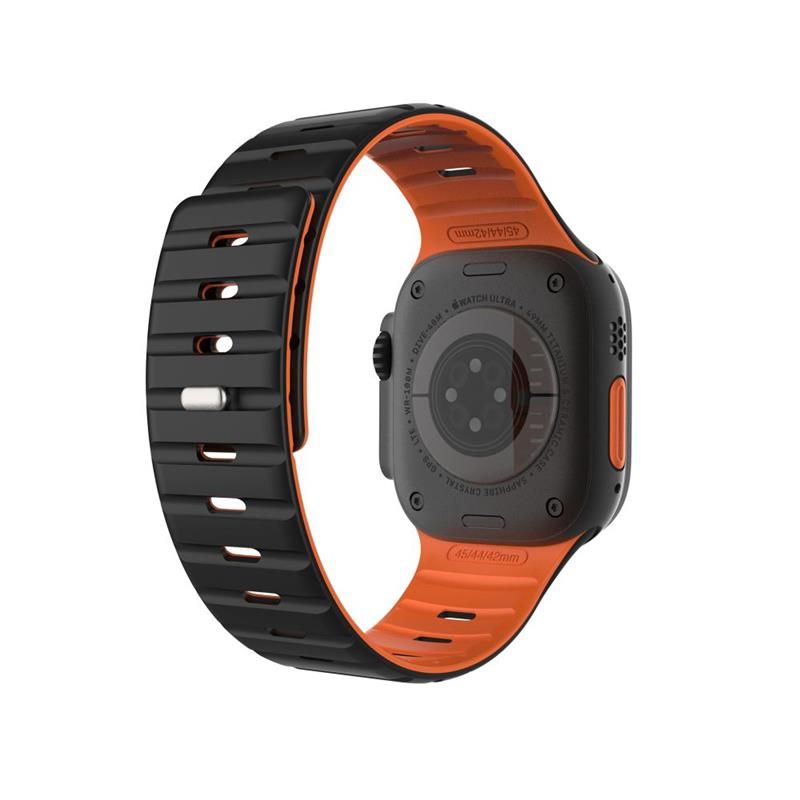 FIXED Silicone Magnetic Strap pre Apple Watch 42/44/45/49mm, čierny