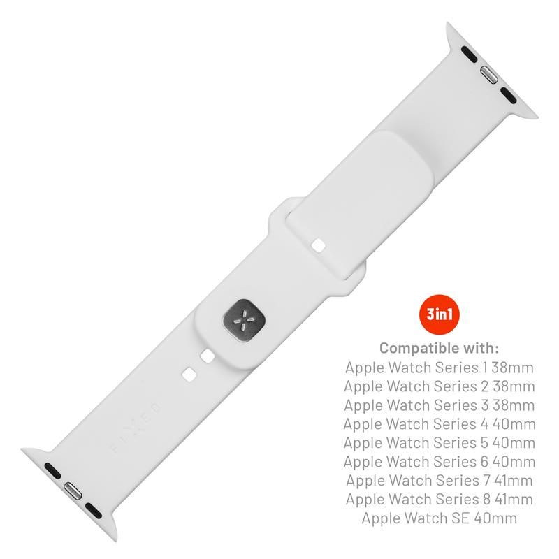 FIXED Silicone Sporty Strap pro Apple Watch 41/40/38 mm, biely