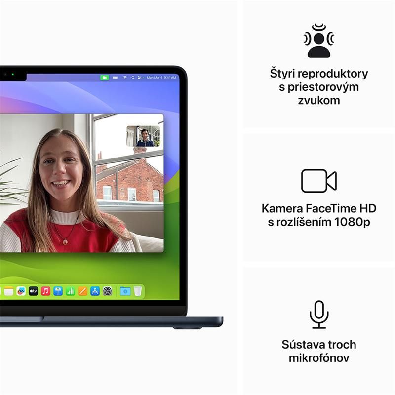 MacBook Air 13" Apple M3 8C CPU 10C GPU 8GB 512GB polnočná SK *Použitý s DPH - Trieda B*