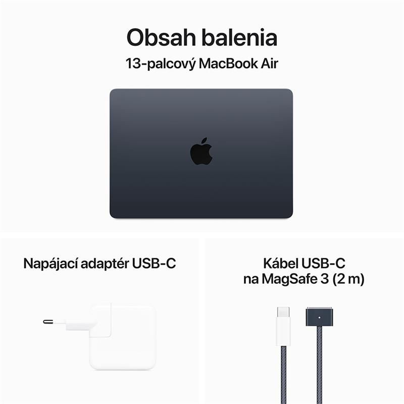 MacBook Air 13" Apple M3 8C CPU 10C GPU 8GB 512GB polnočná SK *Použitý s DPH - Trieda B*