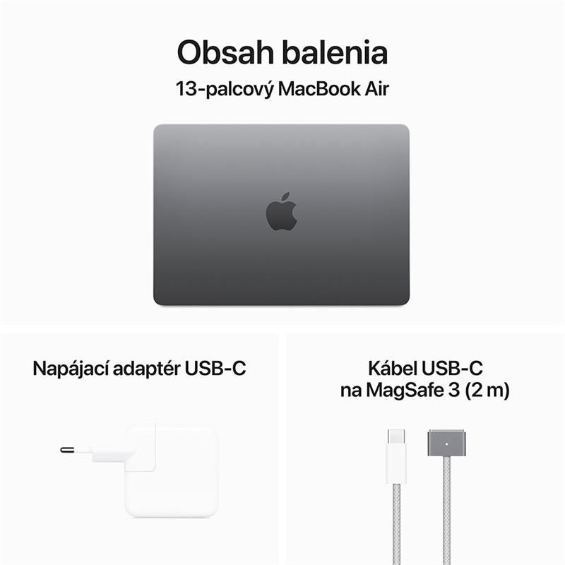 MacBook Air 13" Apple M3 8C CPU 8C GPU 8GB 256GB kozmická sivá SK *Použitý s DPH - Trieda B*